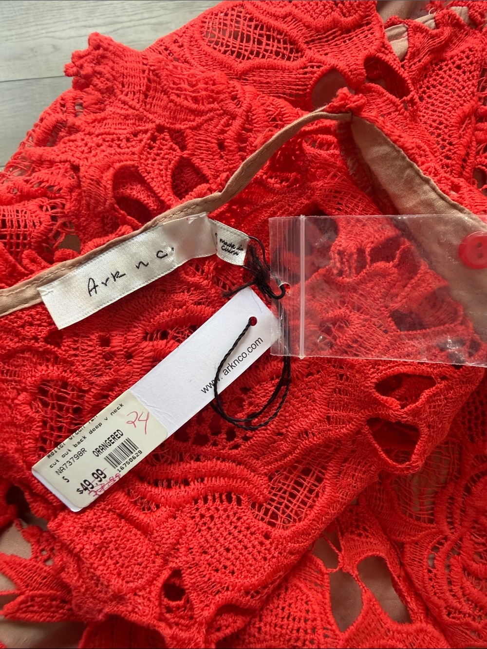 NWT Ark & Co Vibrant Orange Lace Romper Sz S - Picture 8 of 8
